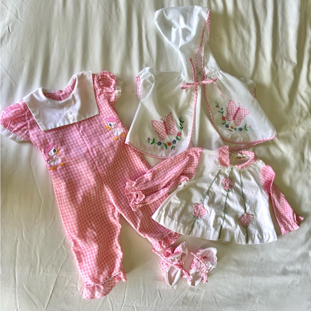 Vintage Pink and White Gingham Lot